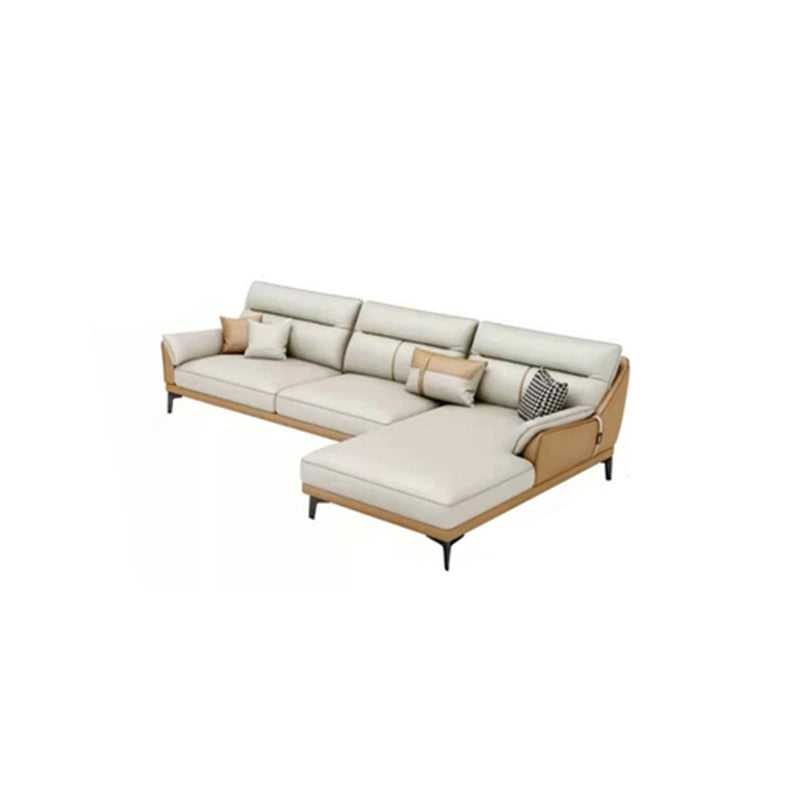 Faux Leather Sofa Stain-Resistant Contemporary Furniture Sectionals in Yellow and Beige