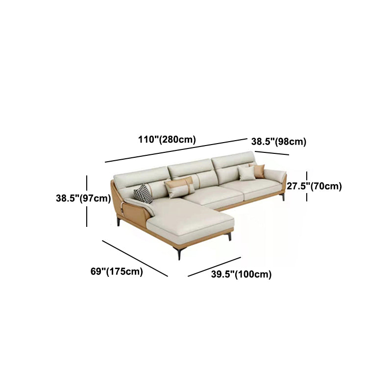 Faux Leather Sofa Stain-Resistant Contemporary Furniture Sectionals in Yellow and Beige