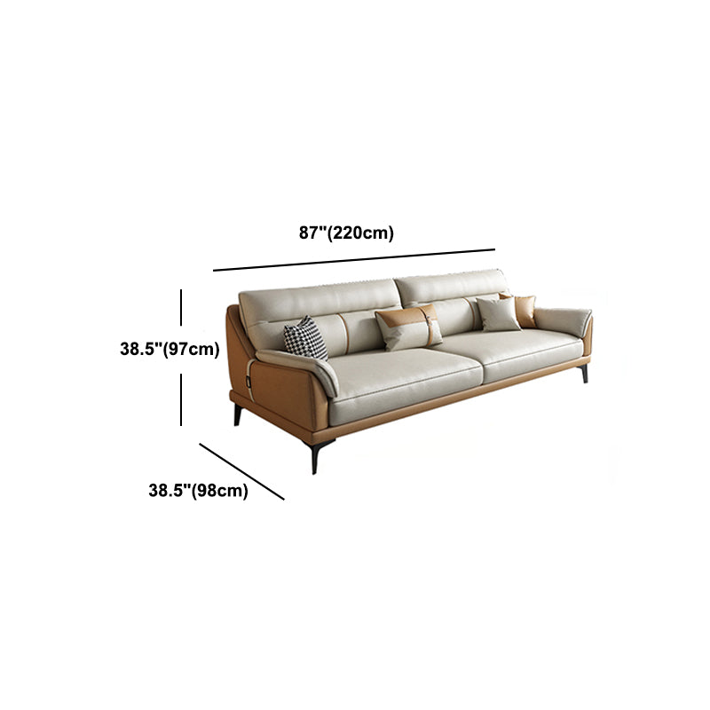 Faux Leather Sofa Stain-Resistant Contemporary Furniture Sectionals in Yellow and Beige