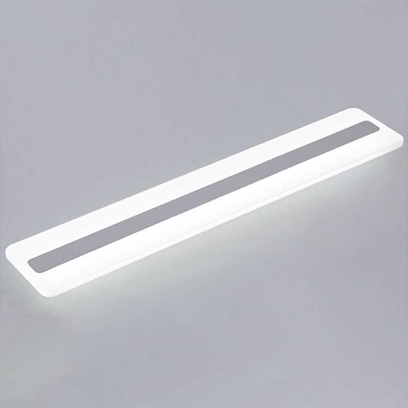 Metal Linear Shape Mirror Wall Light Modern 1 Light Mirror Wall Mount Fixture in White