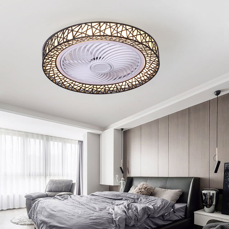 Simple Circle Ceiling Fan Lamp Metal LED Ceiling Flush Mount