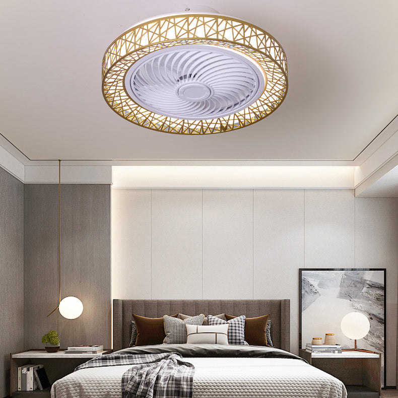 Simple Circle Ceiling Fan Lamp Metal LED Ceiling Flush Mount