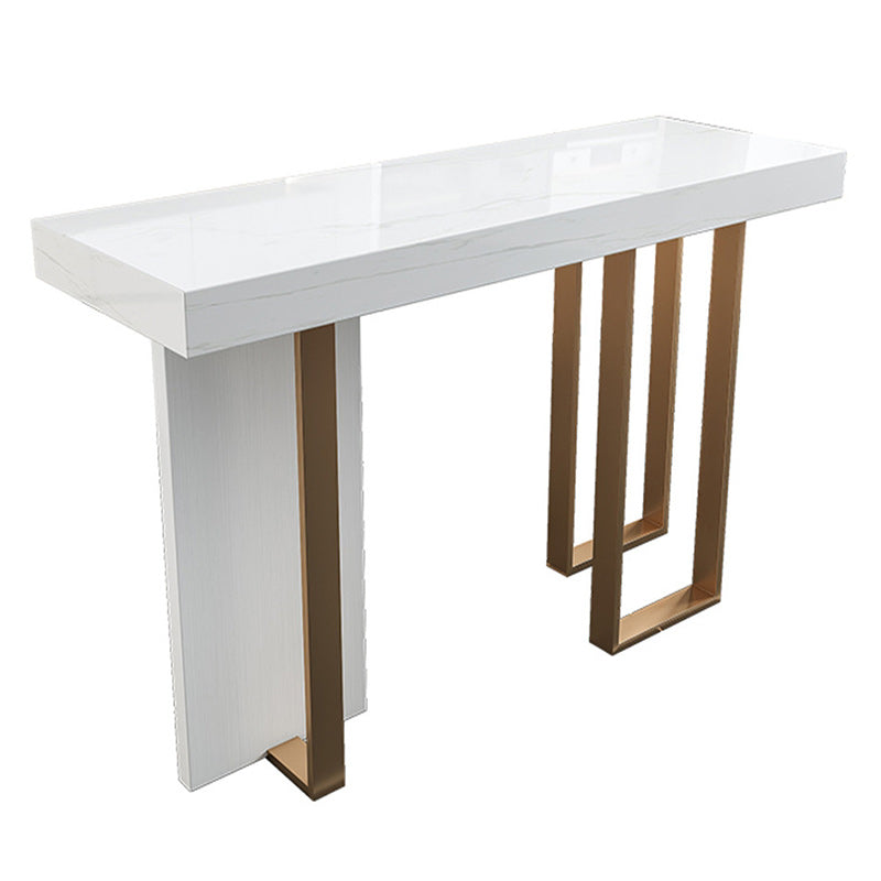 Stone Bar Dining Table Glam Rectangle Bar Table with 3 Legs Pedestal for Dessert Shop