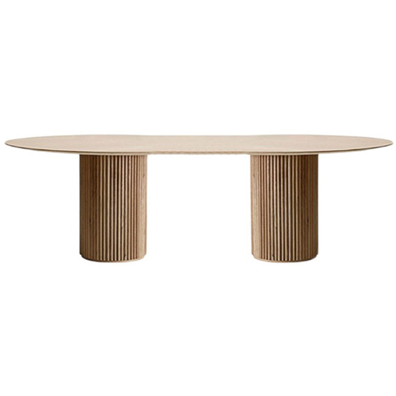 Oval Dining Table Solid Wood Contemporary Dinner Table for Kitchen