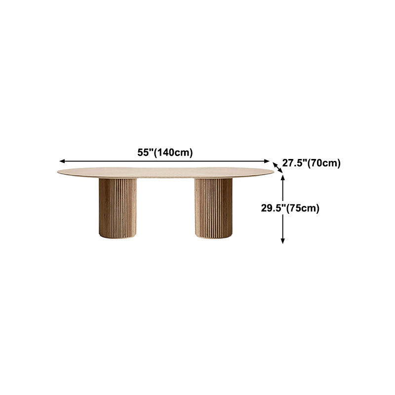 Oval Dining Table Solid Wood Contemporary Dinner Table for Kitchen