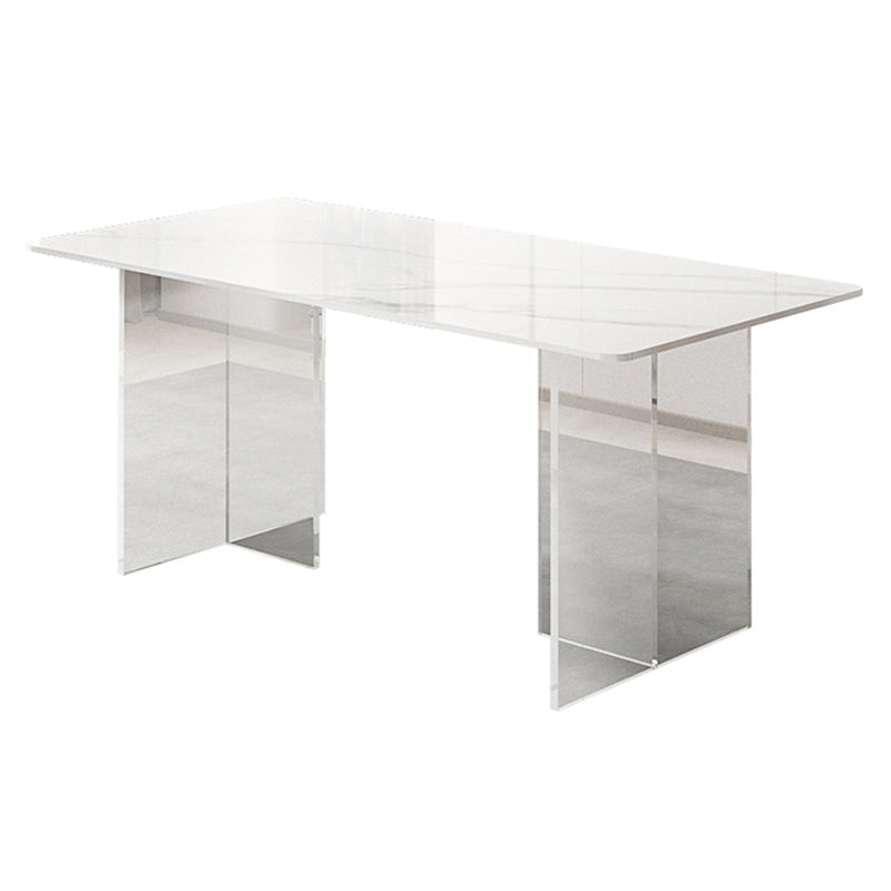 Sintered Stone Dining Table Modern White Dining Table with Acrylic Base