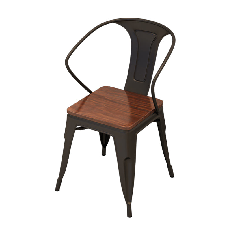 Slat Back Stackable Side Chair Industrial Style Dining Side Chair