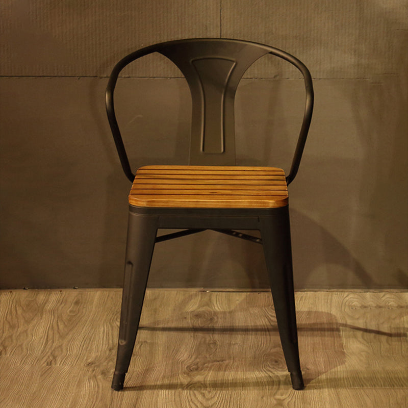 Slat Back Stackable Side Chair Industrial Style Dining Side Chair