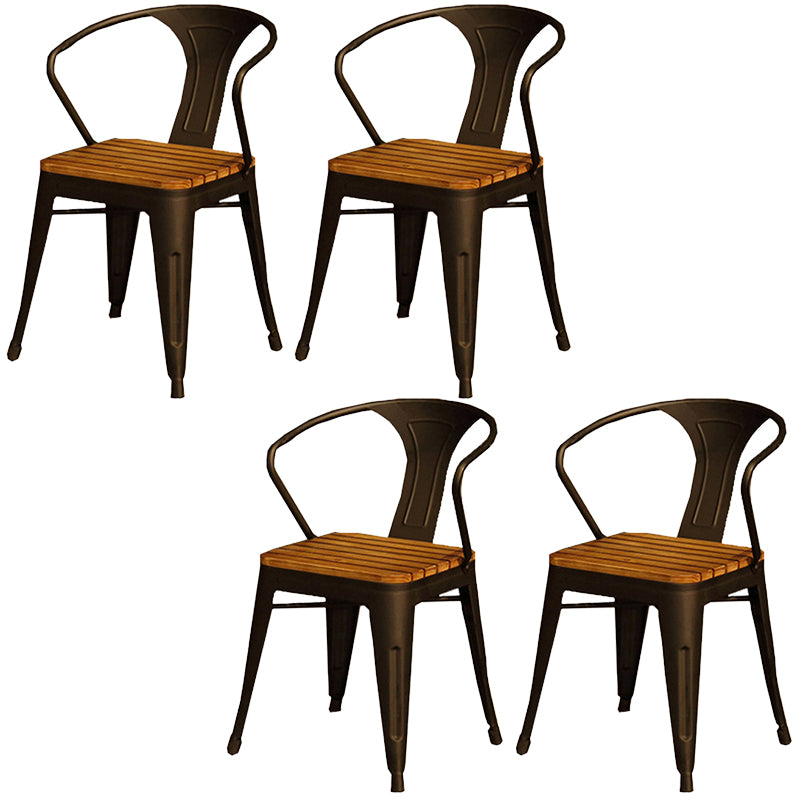 Slat Back Stackable Side Chair Industrial Style Dining Side Chair