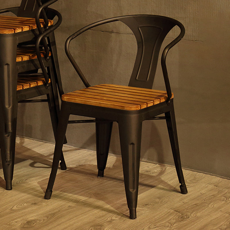 Slat Back Stackable Side Chair Industrial Style Dining Side Chair