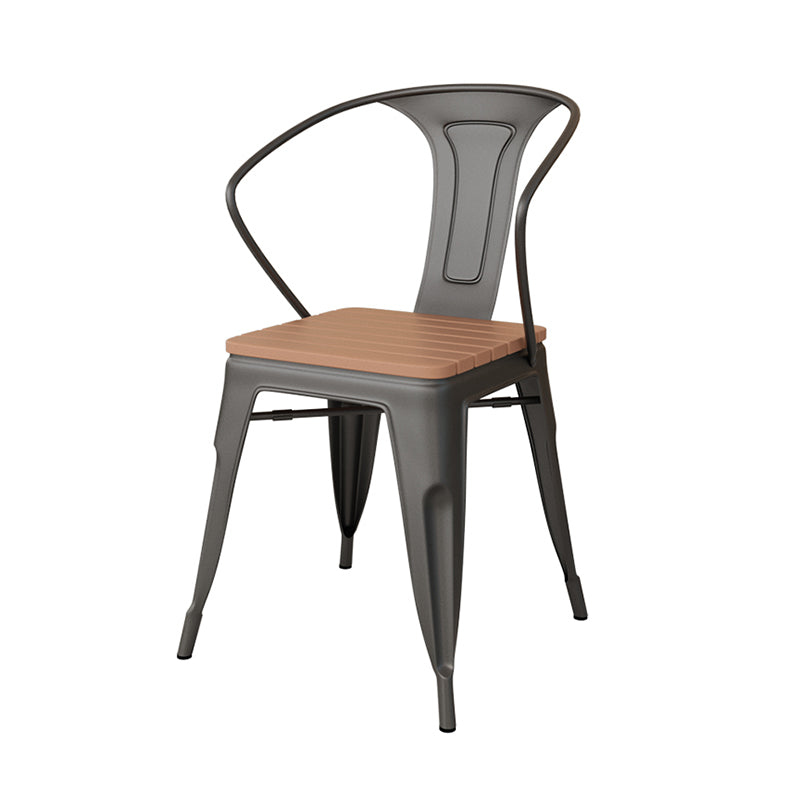 Slat Back Stackable Side Chair Industrial Style Dining Side Chair