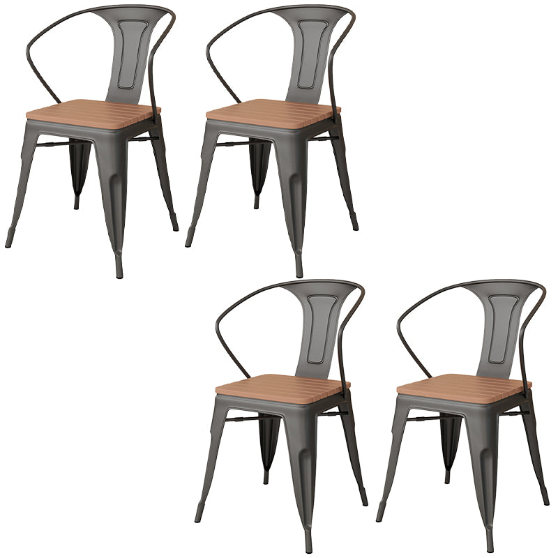 Slat Back Stackable Side Chair Industrial Style Dining Side Chair