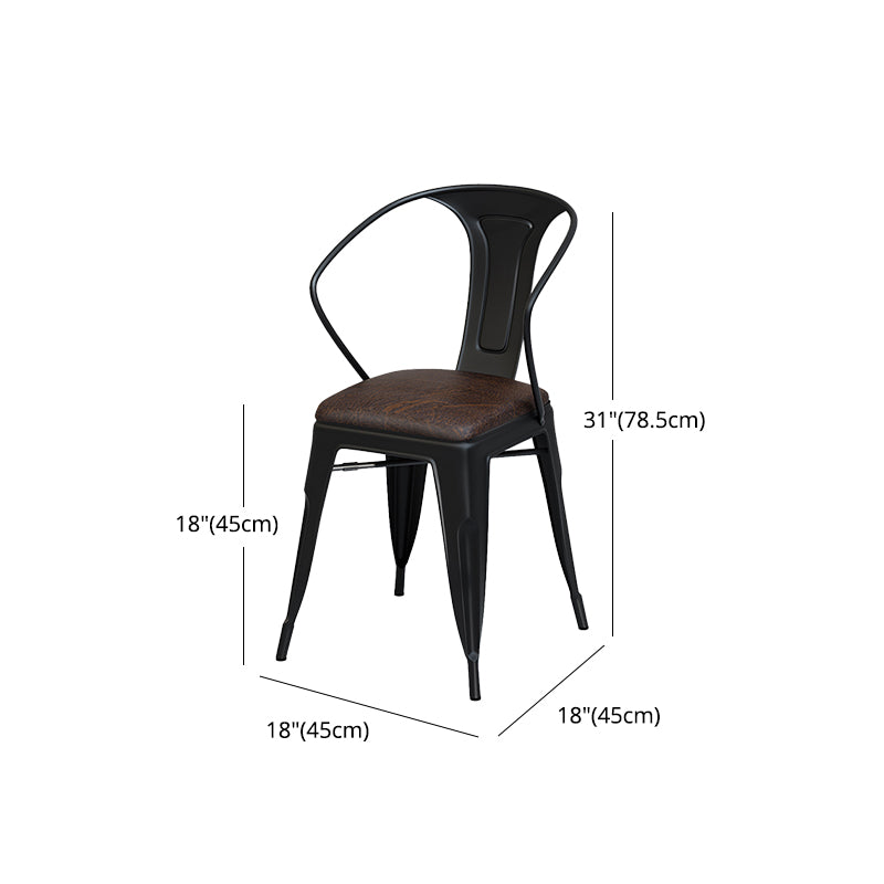 Slat Back Stackable Side Chair Industrial Style Dining Side Chair