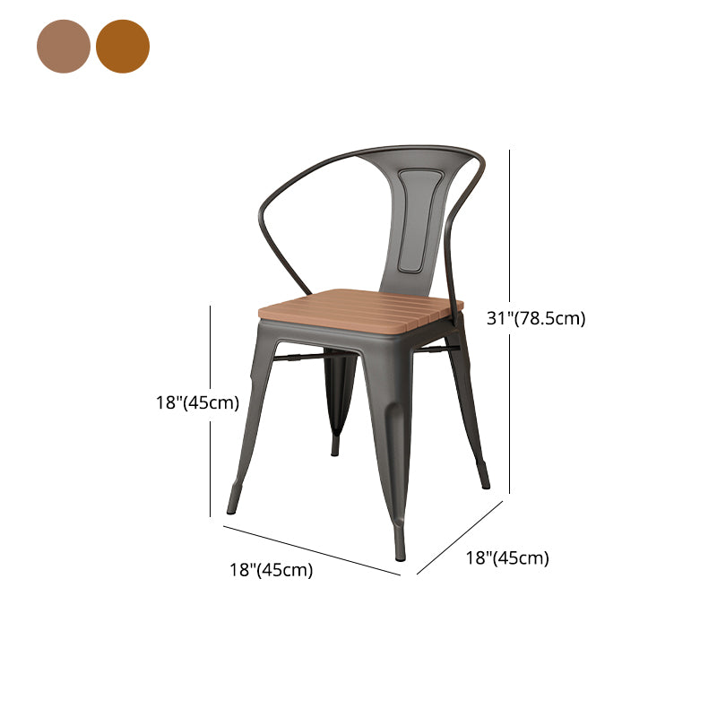 Slat Back Stackable Side Chair Industrial Style Dining Side Chair