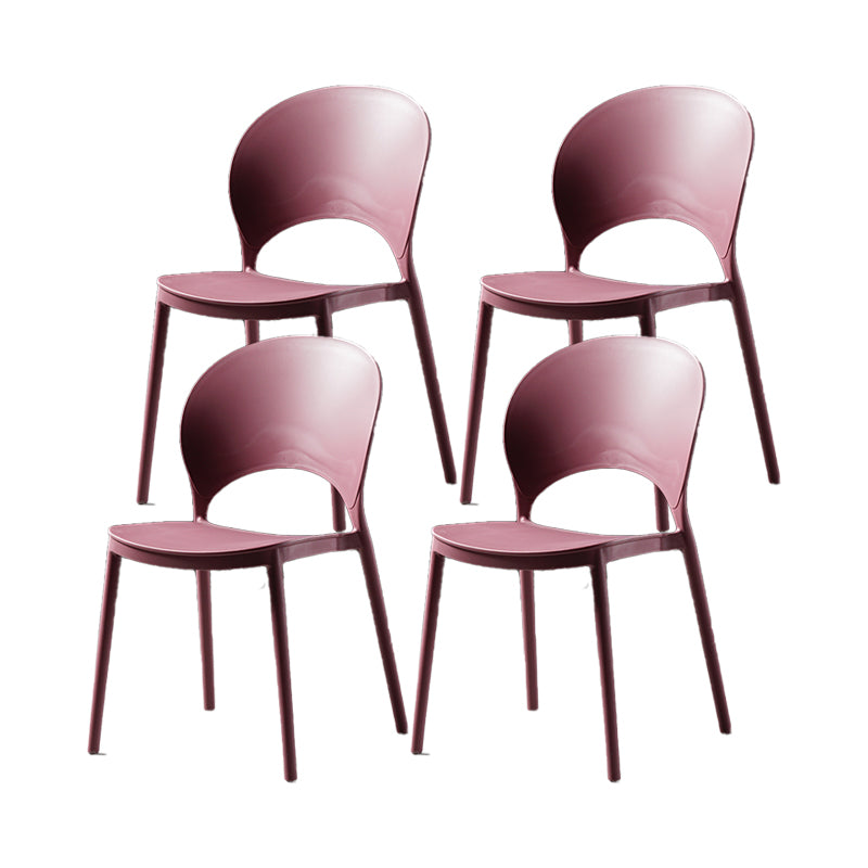 Contemporary Plastic Armless Chair Dining Room Open Back Chair