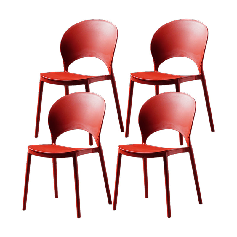 Contemporary Plastic Armless Chair Dining Room Open Back Chair