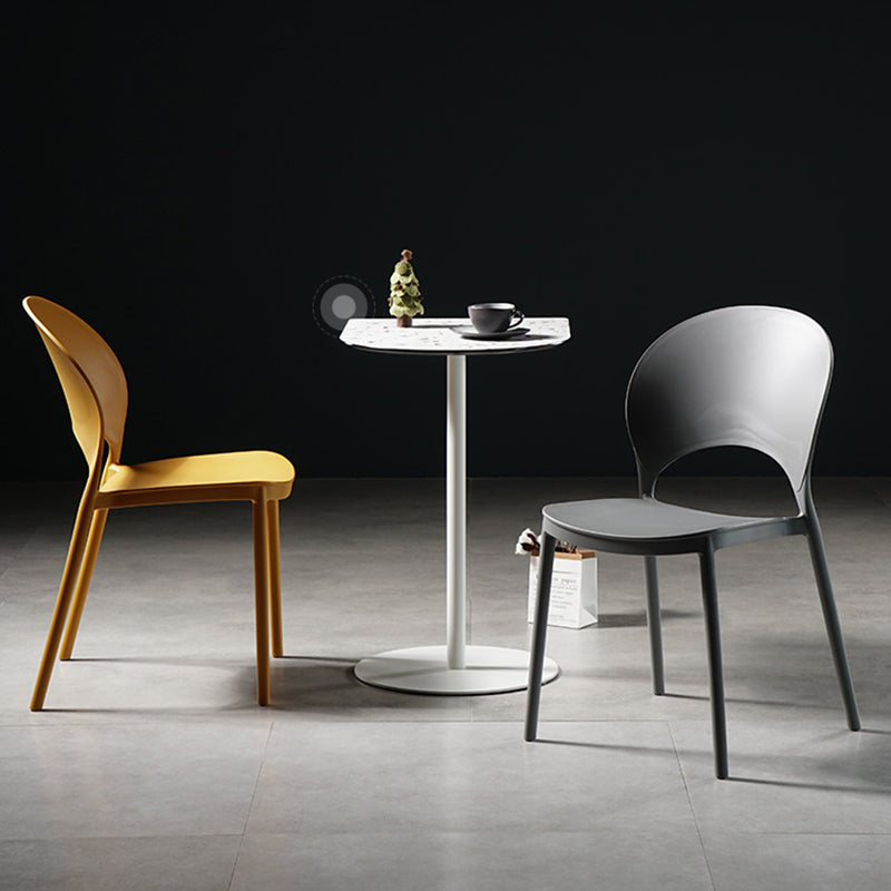 Contemporary Plastic Armless Chair Dining Room Open Back Chair