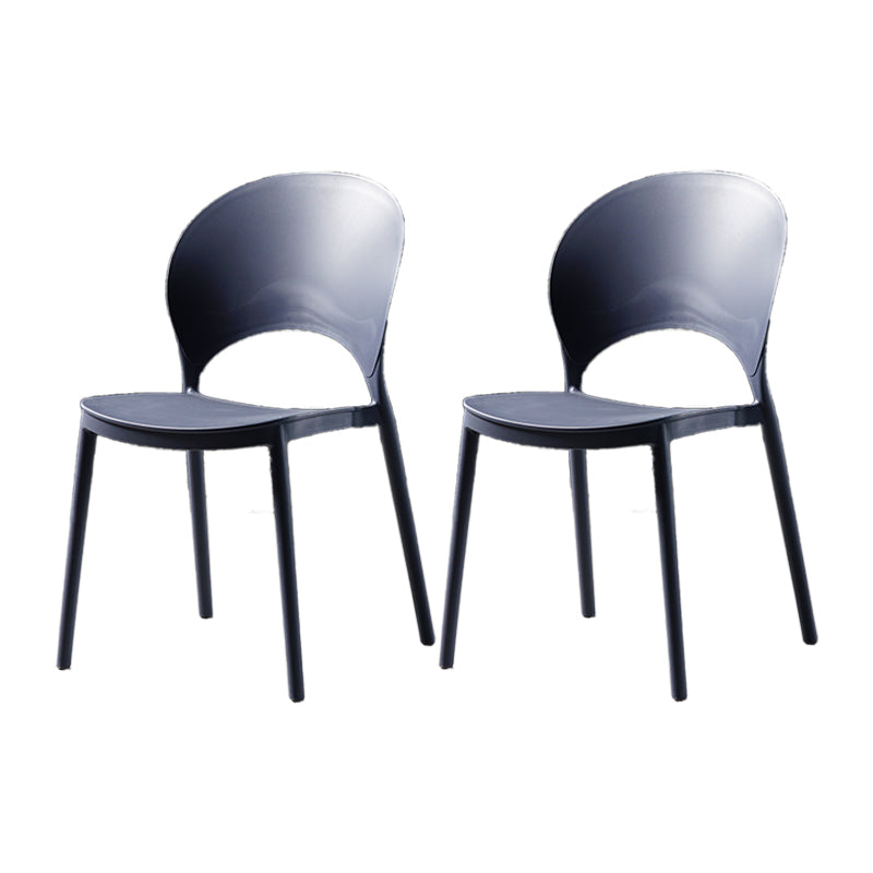 Contemporary Plastic Armless Chair Dining Room Open Back Chair