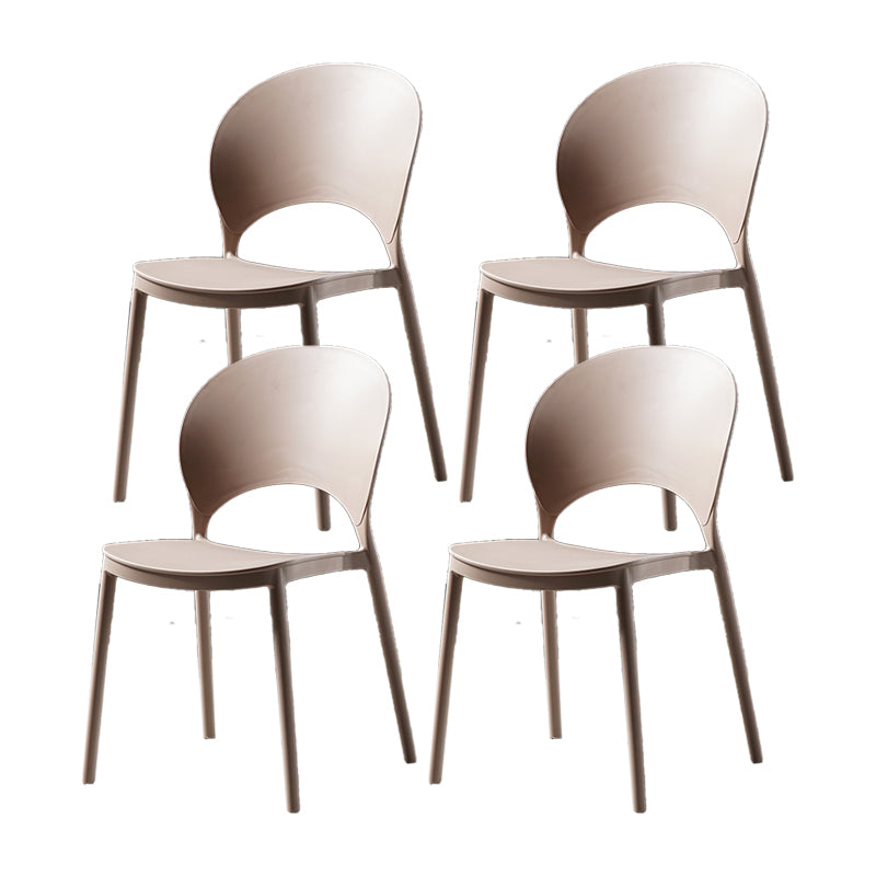 Contemporary Plastic Armless Chair Dining Room Open Back Chair