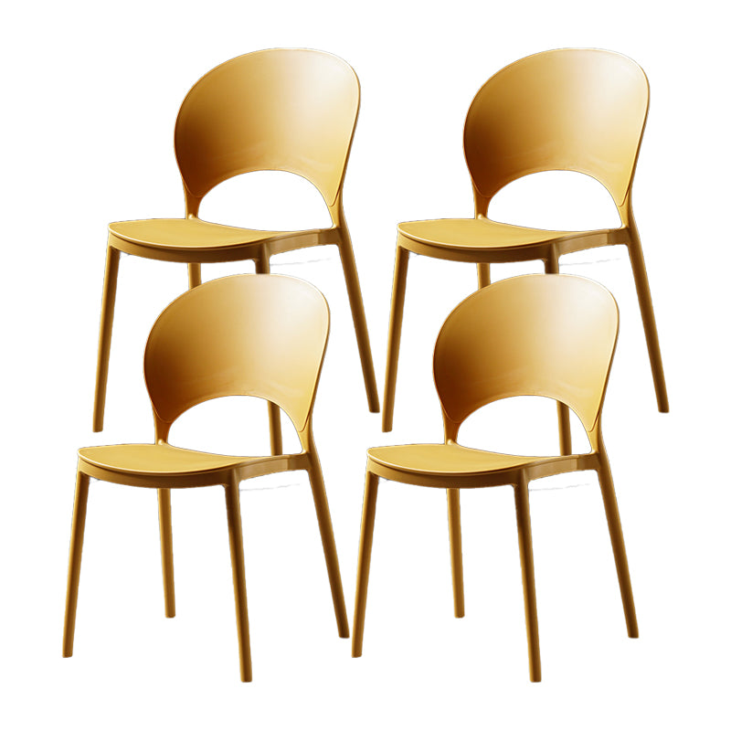 Contemporary Plastic Armless Chair Dining Room Open Back Chair