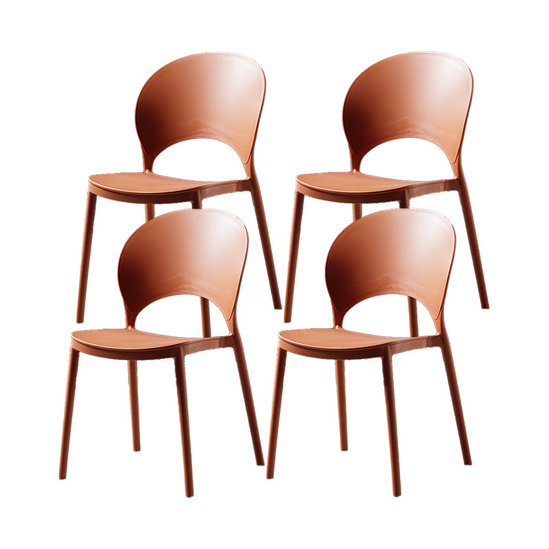 Contemporary Plastic Armless Chair Dining Room Open Back Chair