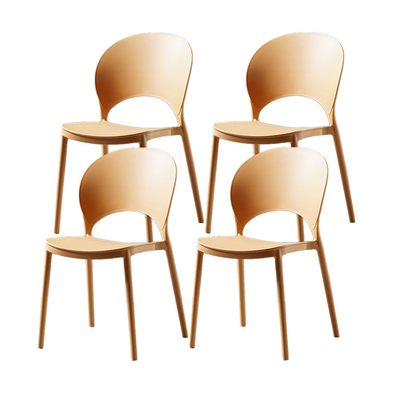 Contemporary Plastic Armless Chair Dining Room Open Back Chair