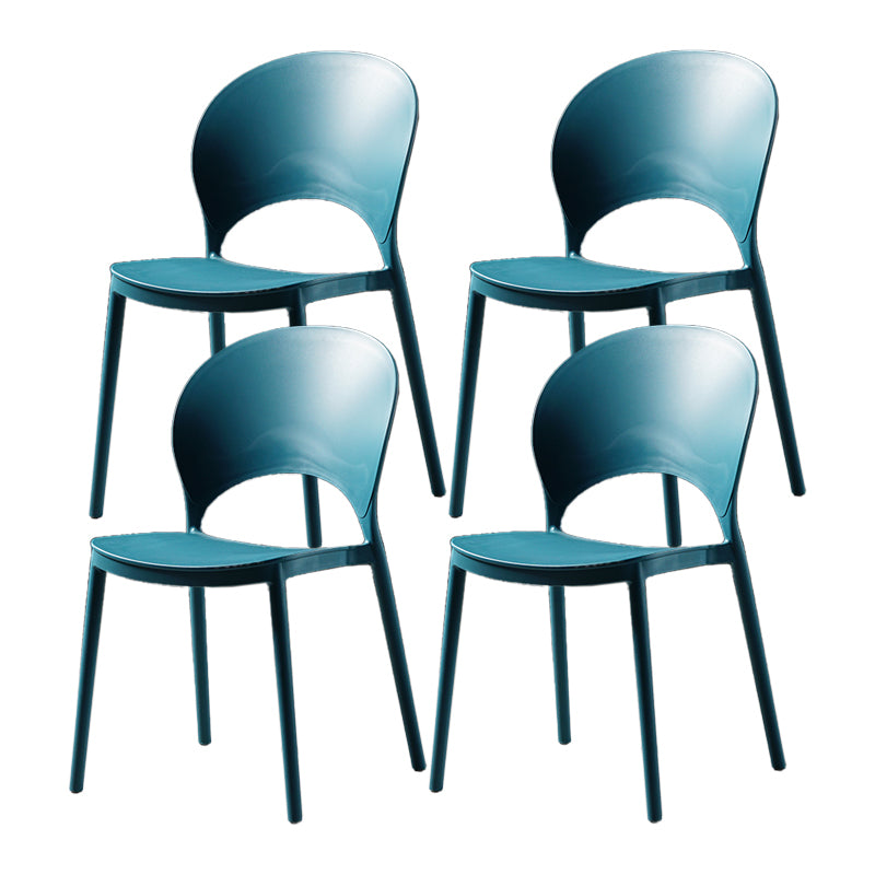 Contemporary Plastic Armless Chair Dining Room Open Back Chair