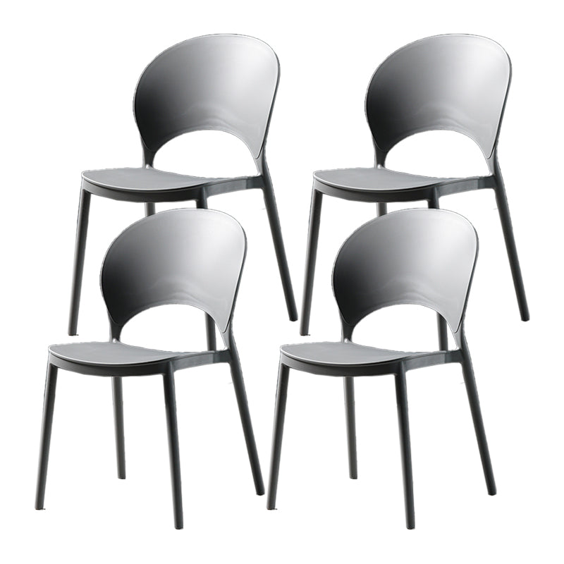 Contemporary Plastic Armless Chair Dining Room Open Back Chair