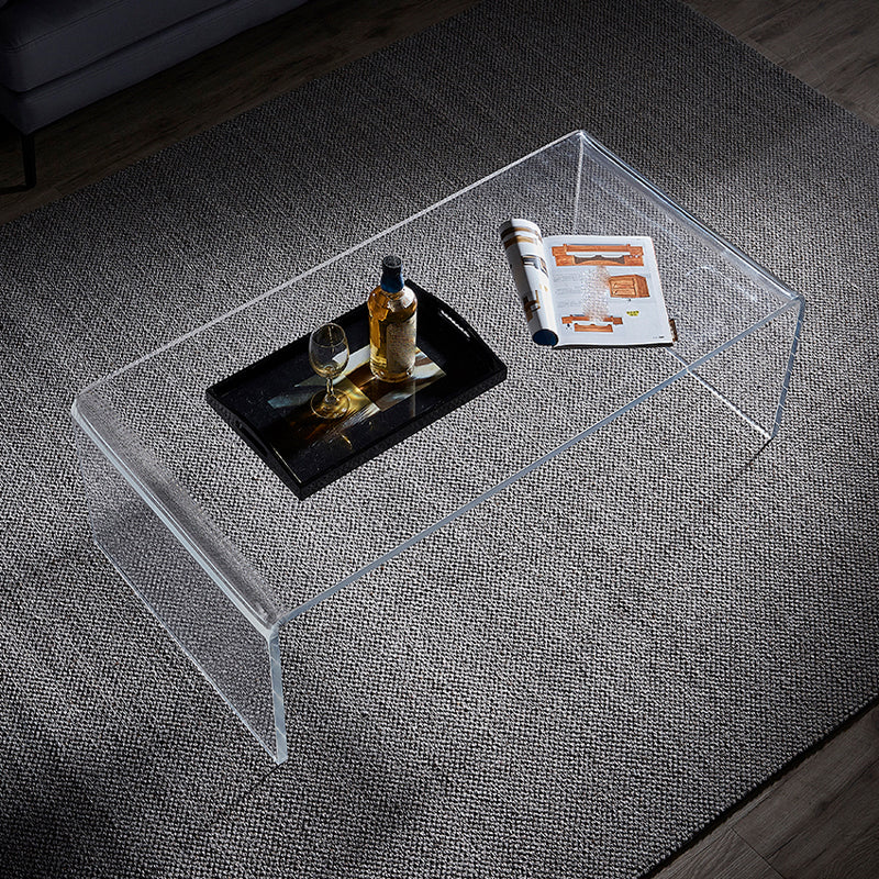 Modern Rectangle Coffee Table Acrylic Cocktail Table for Living Room