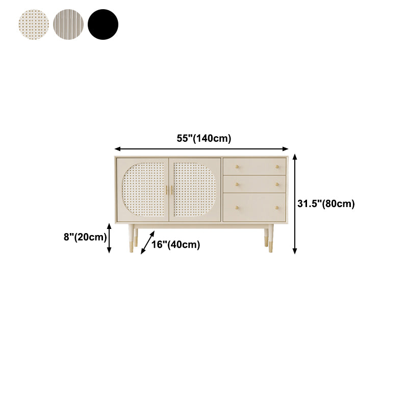 Wooden Rectangle Storage Sideboard Luxury Cabinet with Drawers and Doors