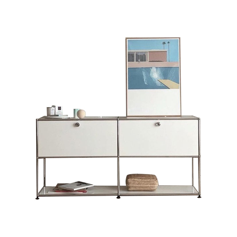 Stainless Steel Sideboard Modern Style Dining Sideboard with Locking Cabinet