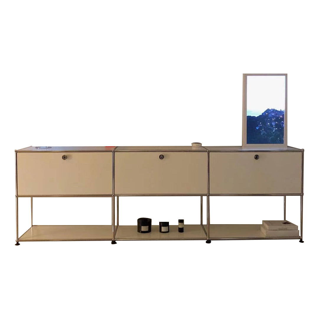 Stainless Steel Sideboard Modern Style Dining Sideboard with Locking Cabinet