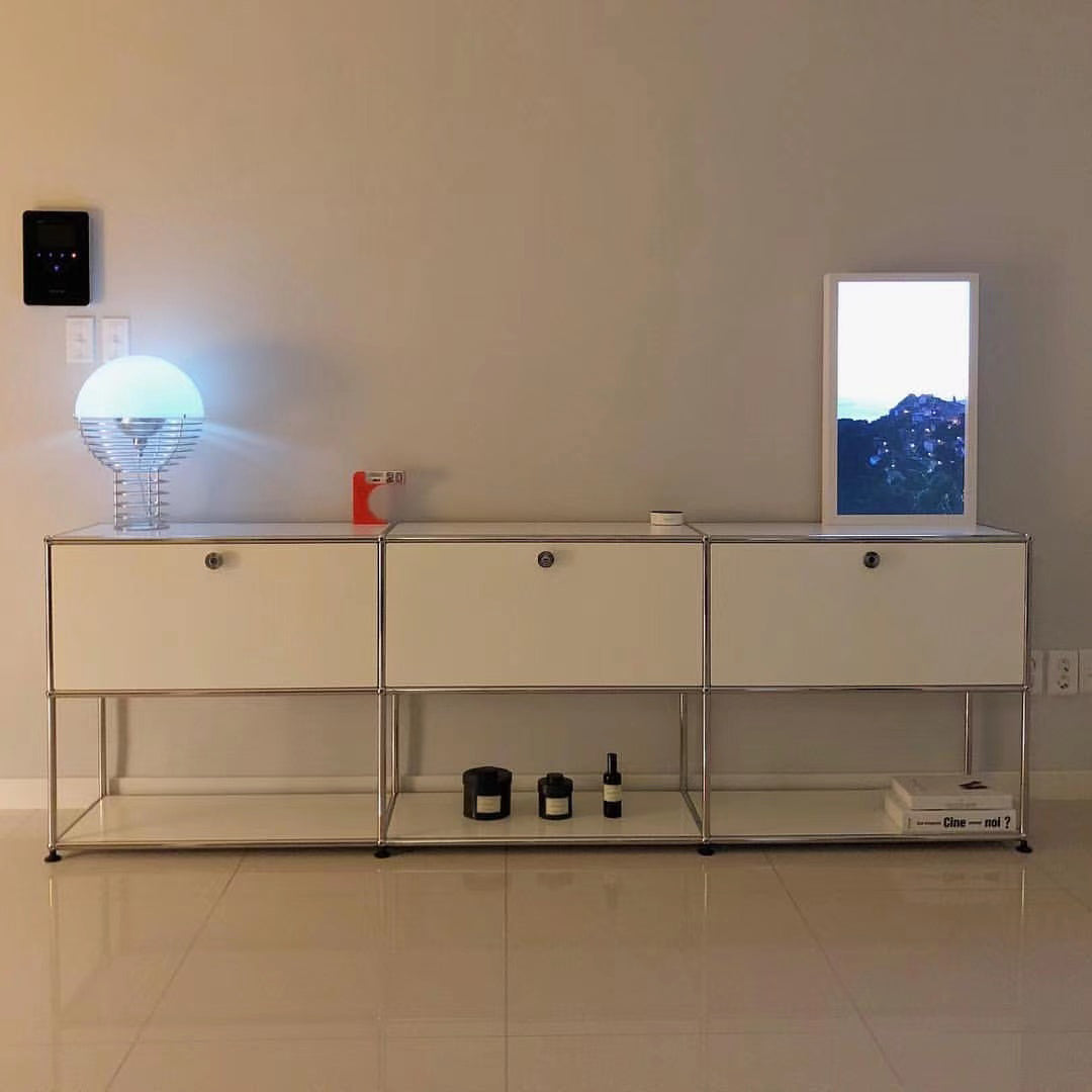 Stainless Steel Sideboard Modern Style Dining Sideboard with Locking Cabinet