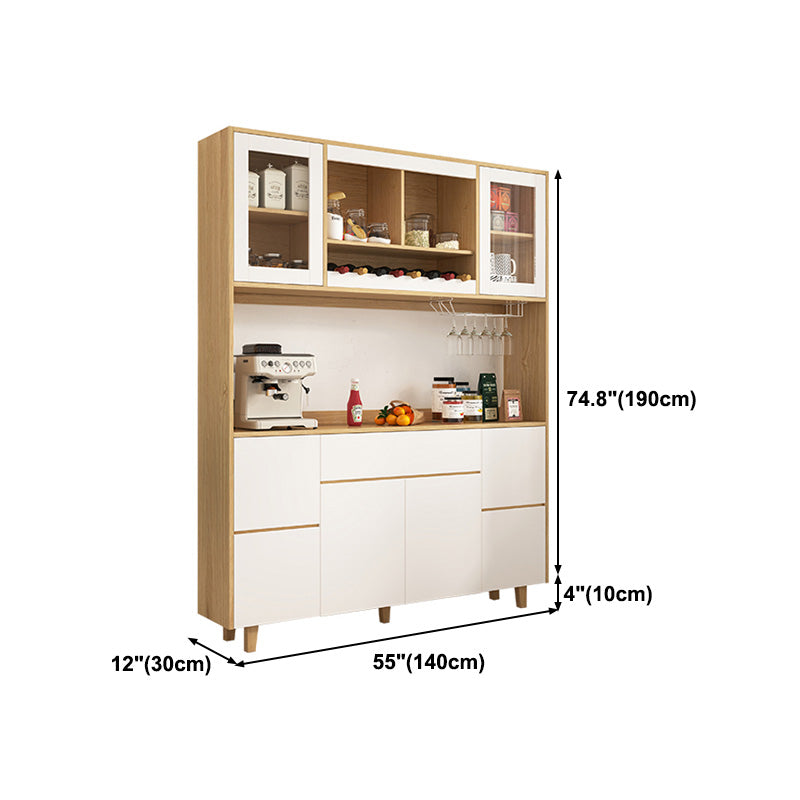 Dining Server Manufactured Wood and Solid Wood Kitchen Server with Doors