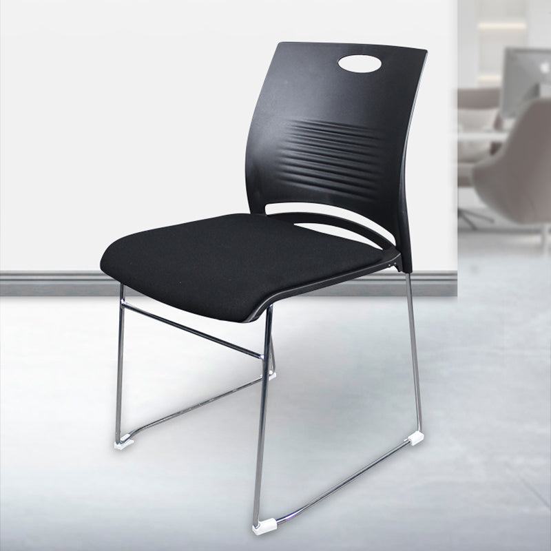 Silver Steel Frame Conference Chair Low Back Lumbar Support Chair