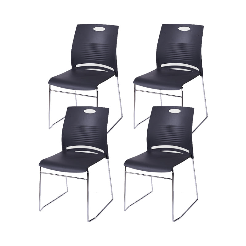 Silver Steel Frame Conference Chair Low Back Lumbar Support Chair