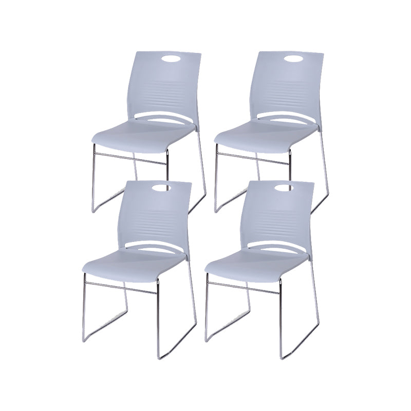 Silver Steel Frame Conference Chair Low Back Lumbar Support Chair