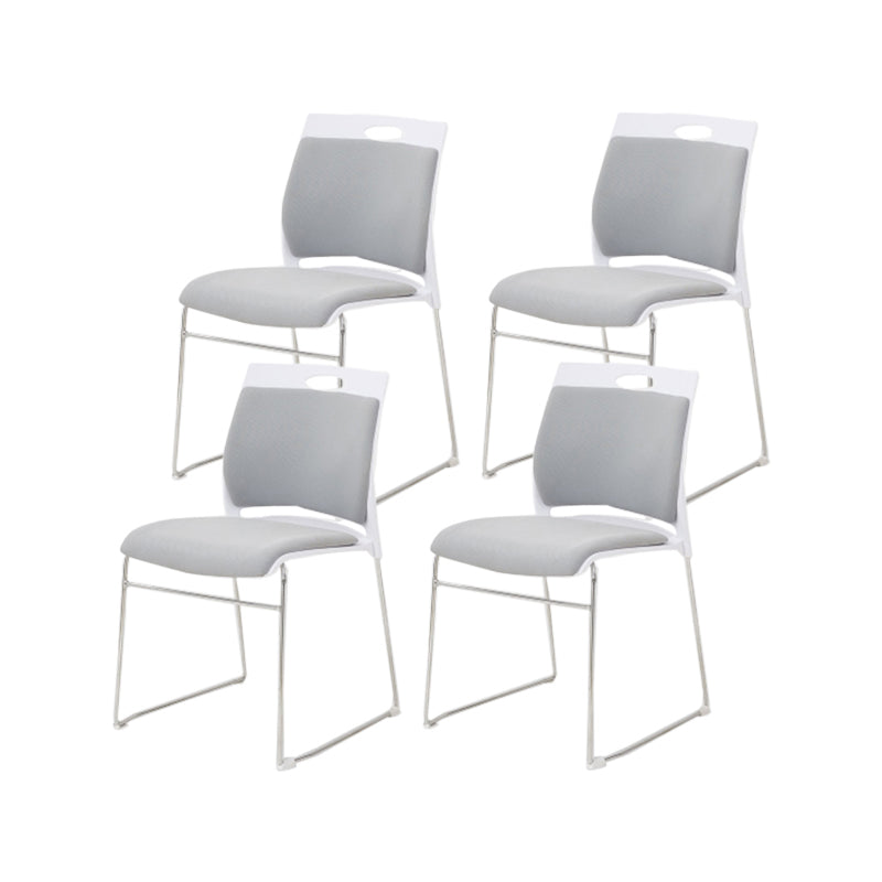 Silver Steel Frame Conference Chair Low Back Lumbar Support Chair