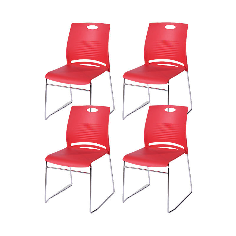 Silver Steel Frame Conference Chair Low Back Lumbar Support Chair