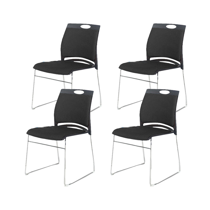 Silver Steel Frame Conference Chair Low Back Lumbar Support Chair