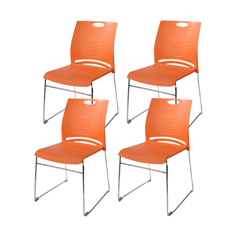 Silver Steel Frame Conference Chair Low Back Lumbar Support Chair