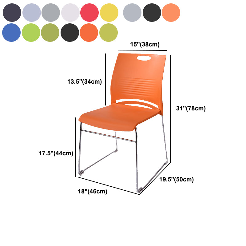 Silver Steel Frame Conference Chair Low Back Lumbar Support Chair