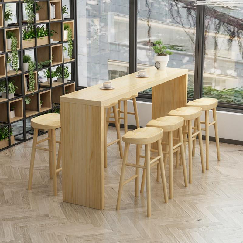 1/5/9 Pieces Modern Rectangular Pub Table Set Wooden Counter Table with Backless Stools