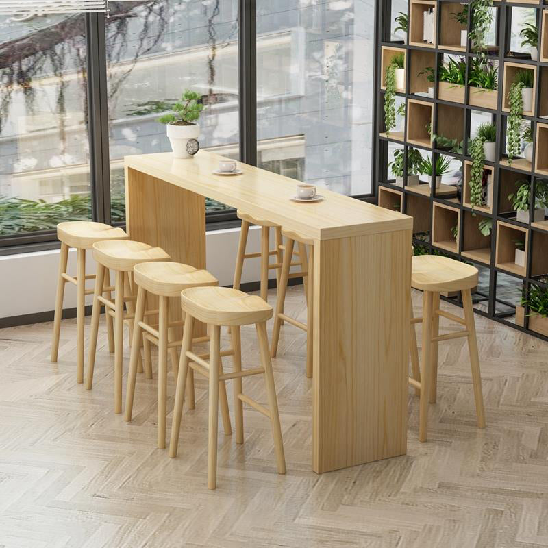 1/5/9 Pieces Modern Rectangular Pub Table Set Wooden Counter Table with Backless Stools