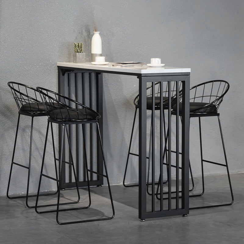 1/3/5 Pieces Industrial Iron Bar Table Set Rectangle Bistro Set with White Stone Top