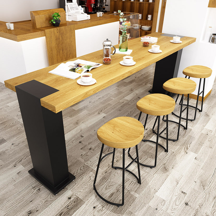 Modern 1/2/5 Pieces Rectangular Pub Table Set Wooden Counter Table with Backless Stools