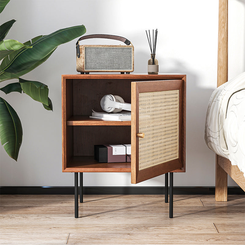 Solid Wood Bedside Table, Contemporary Nightstand with Storage