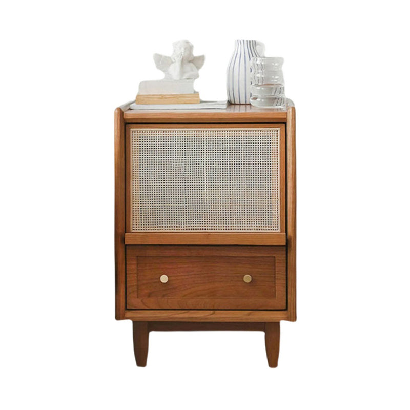 Solid Wood Bedside Table, Contemporary Nightstand with Storage