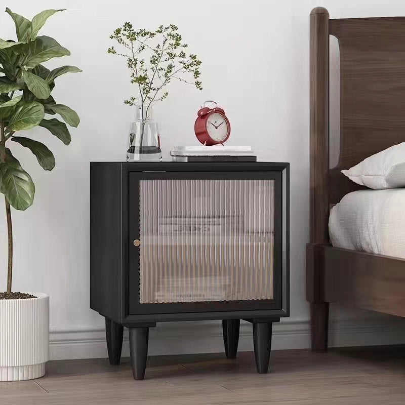 19.6" /21.6" Tall Wooden Nightstand in White / Black Modern Night Stand