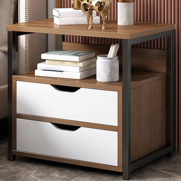 19.6" Tall Wooden Nightstand Modern Night Stand with Drawers and Shelf